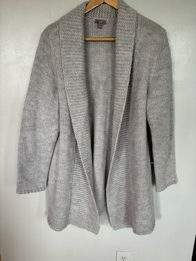 J. Jill Light Gray Open-Front Shawl Collar Cardigan